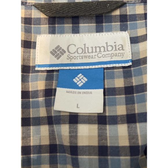 COLUMBIA Men’s L Cotton Plaid Shirt Button Down Collar - Picture 3 of 7